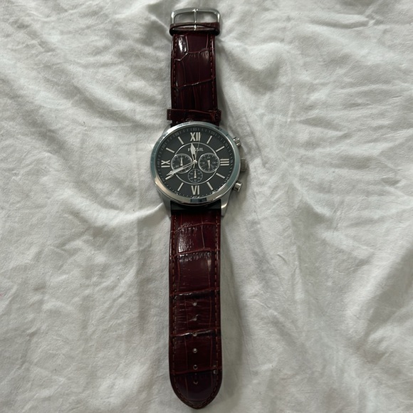 Fossil watch chronograph black dial alligator leather band - Picture 2 of 5